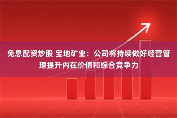 免息配资炒股 宝地矿业：公司将持续做好经营管理提升内在价值和综合竞争力